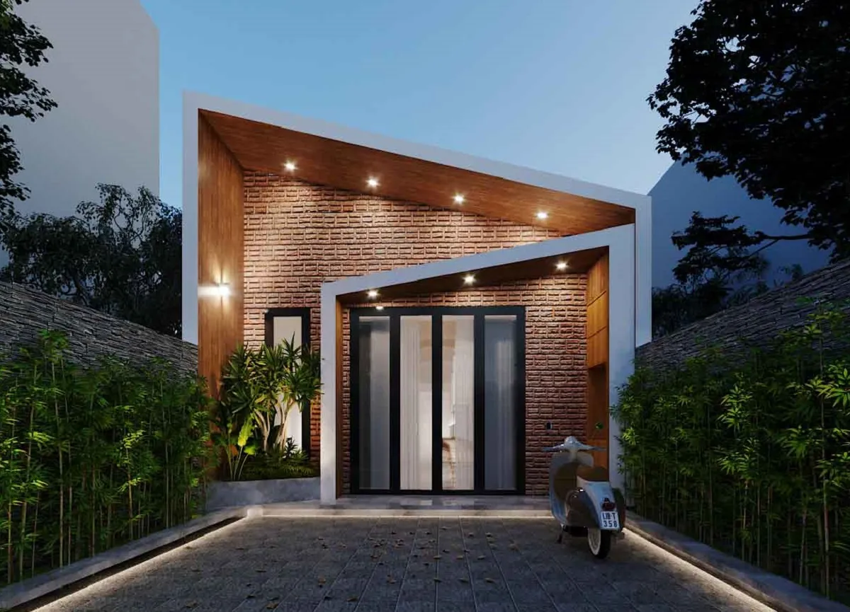 mẫu nhà cấp 4 5x20 đẹp mái tôn 1