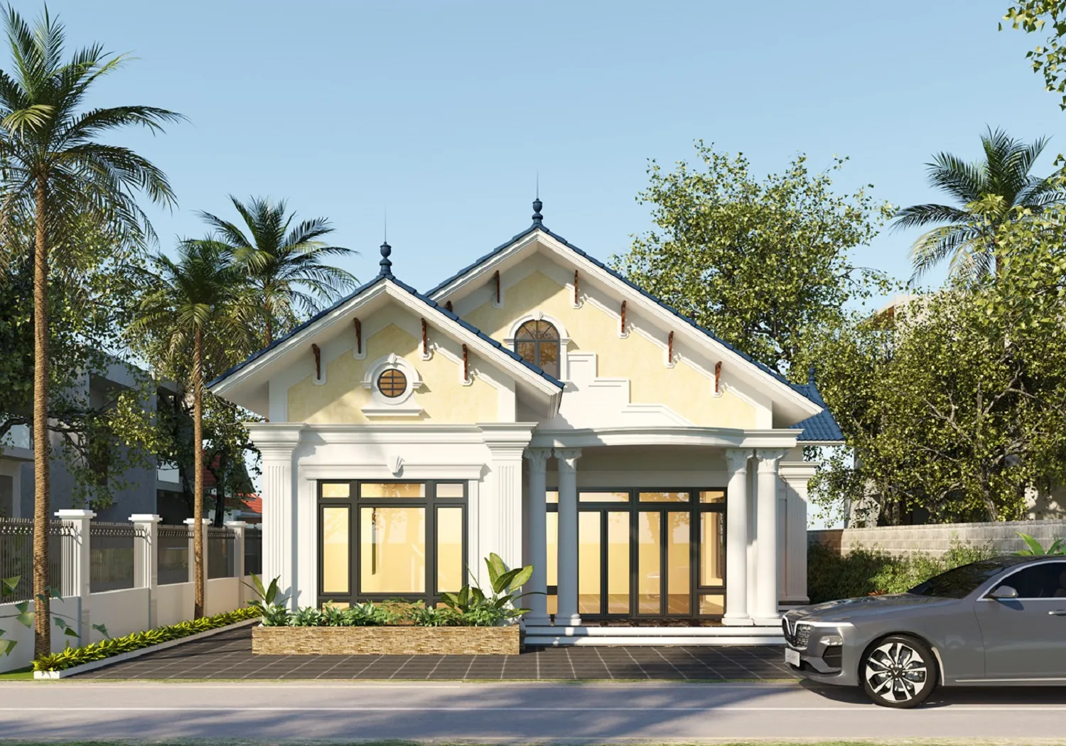 biệt thự mái thái 1 tầng phong cách tân cổ điển 2