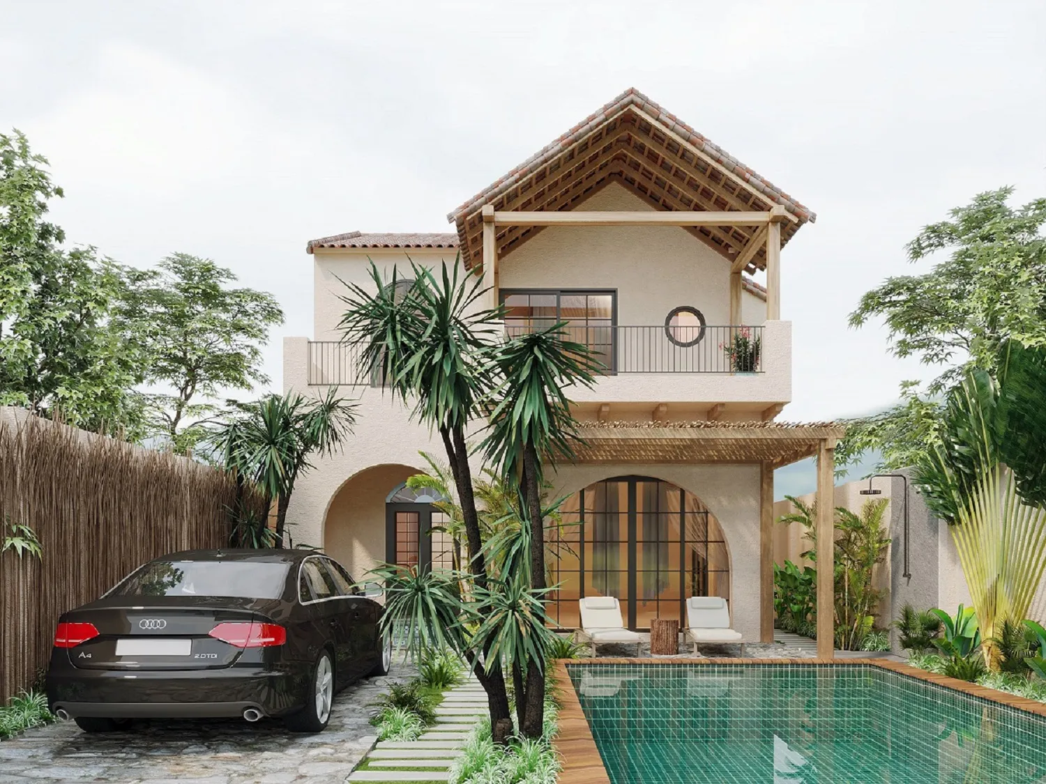 biệt thự mái thái có hồ bơi 1