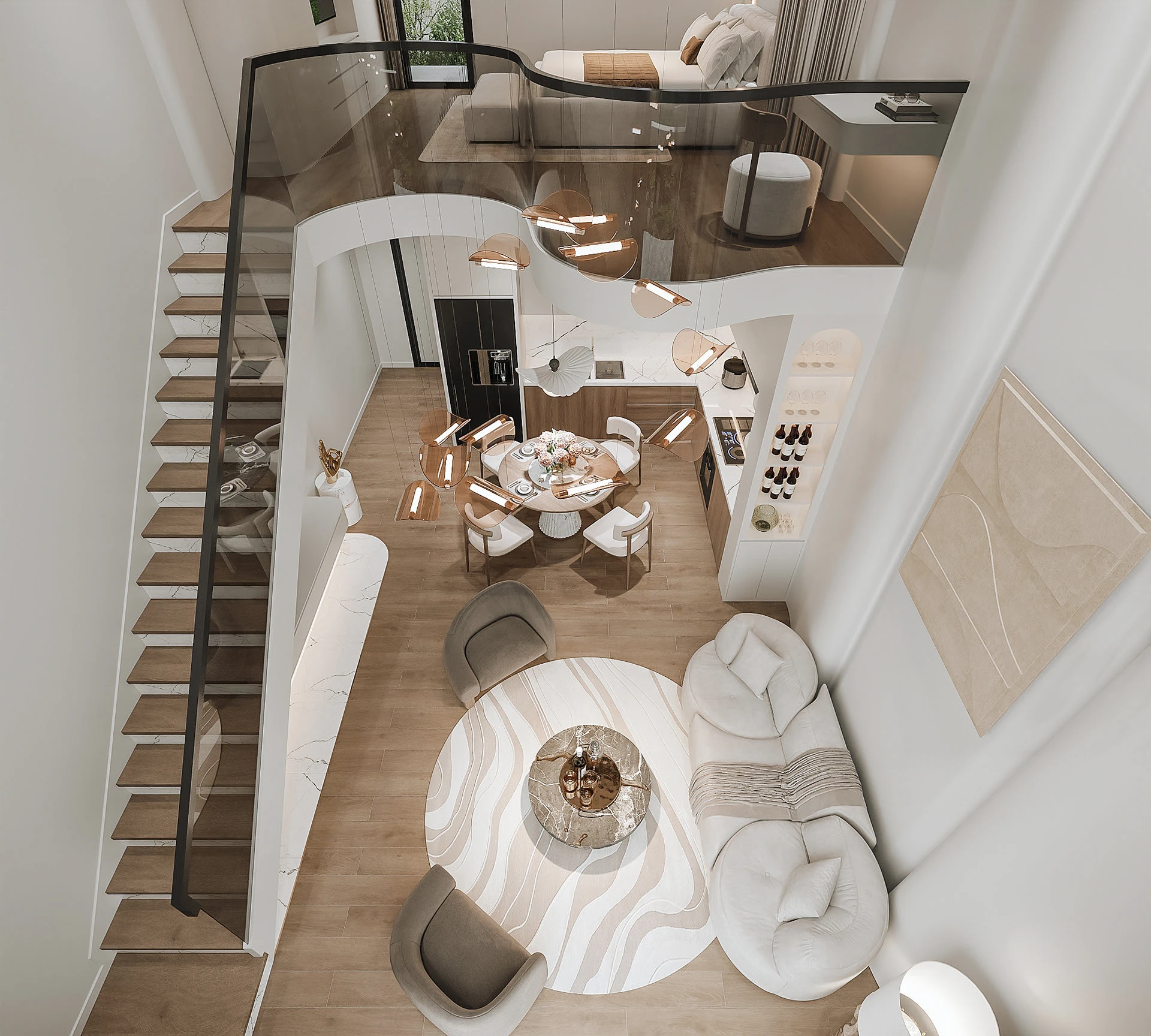 không gian nội thất nhà cấp 4 gác lửng