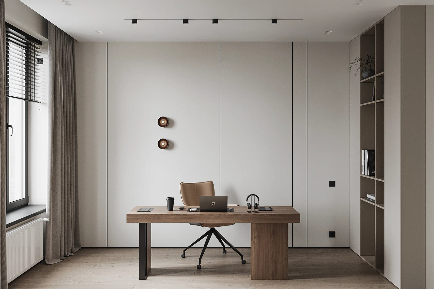 khu vực làm việc trong không gian phòng ngủ