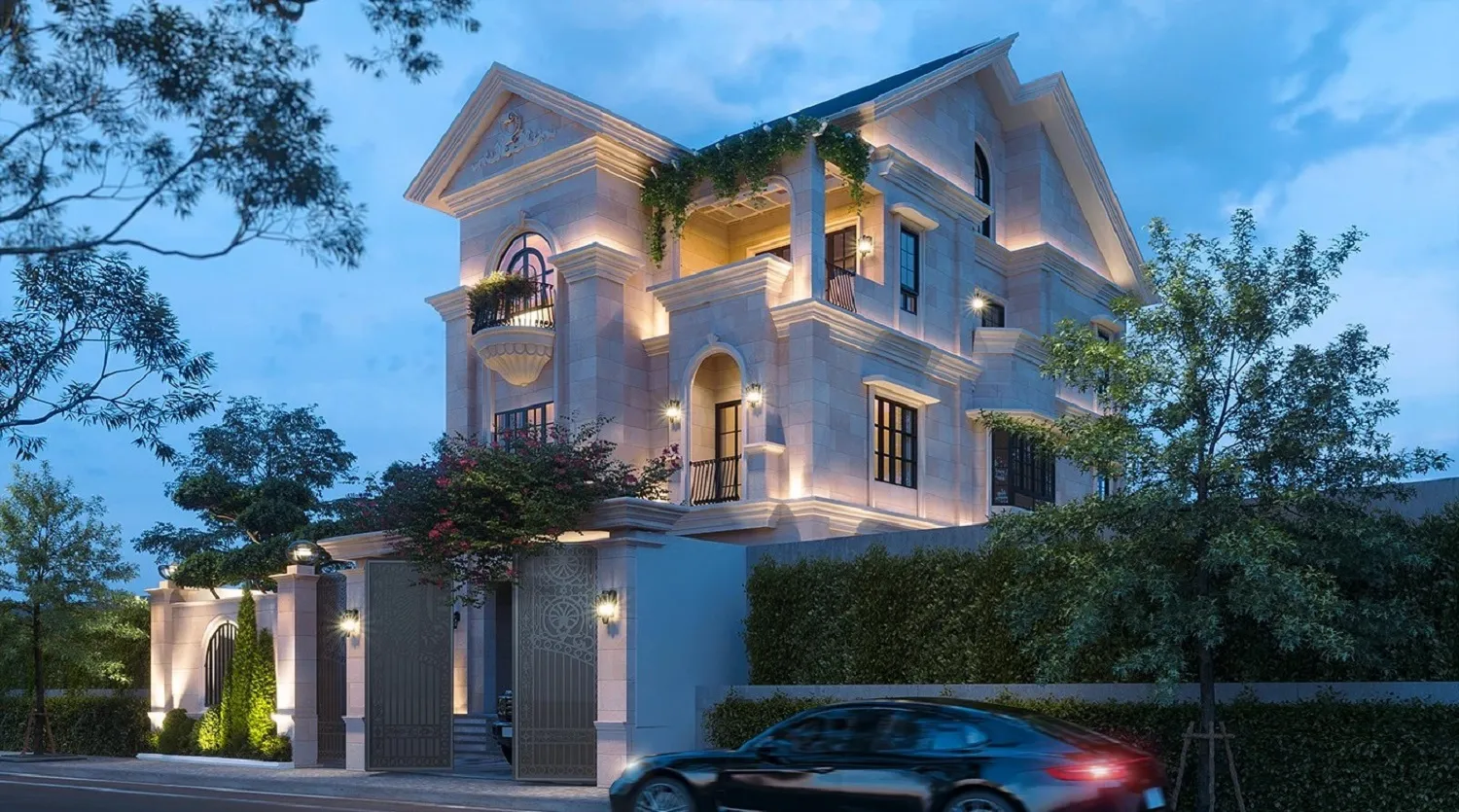 mẫu biệt thự mái thái 3 tầng bề thế sang trọng 1