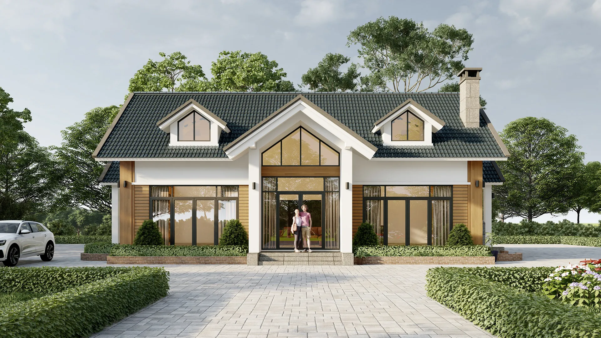 mẫu biệt thự mái thái mini 1 tầng