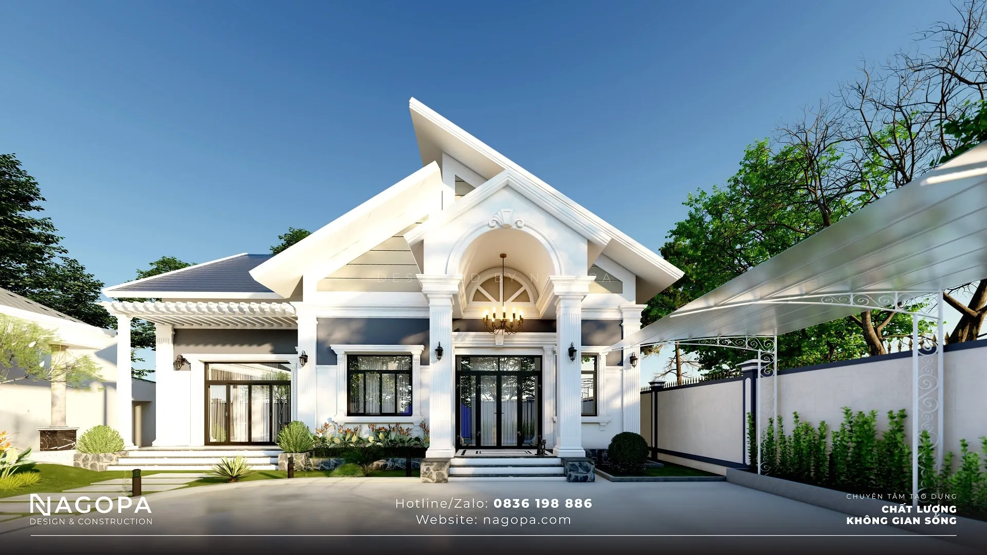 Nhà cấp 4 mái Thái 3 phòng ngủ có sân vườn NAGOPA