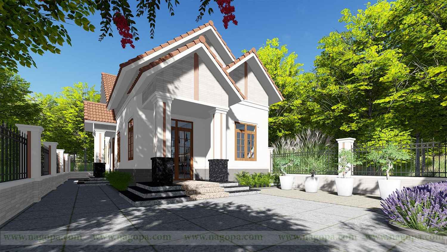 mẫu nhà cấp 4 mái thái 3 phòng ngủ ở nông thôn 1