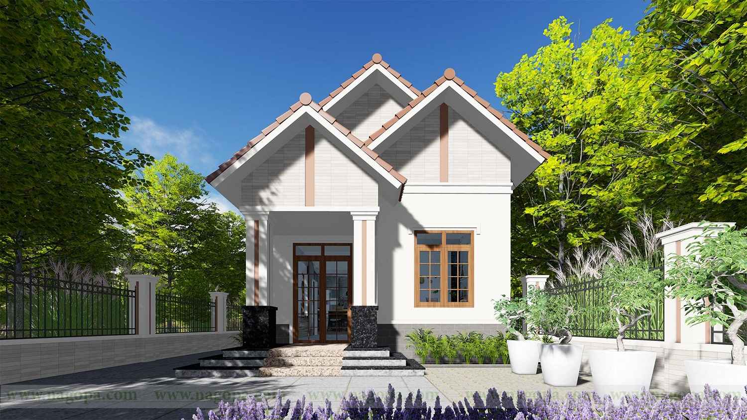 mẫu nhà cấp 4 mái thái 3 phòng ngủ ở nông thôn 2