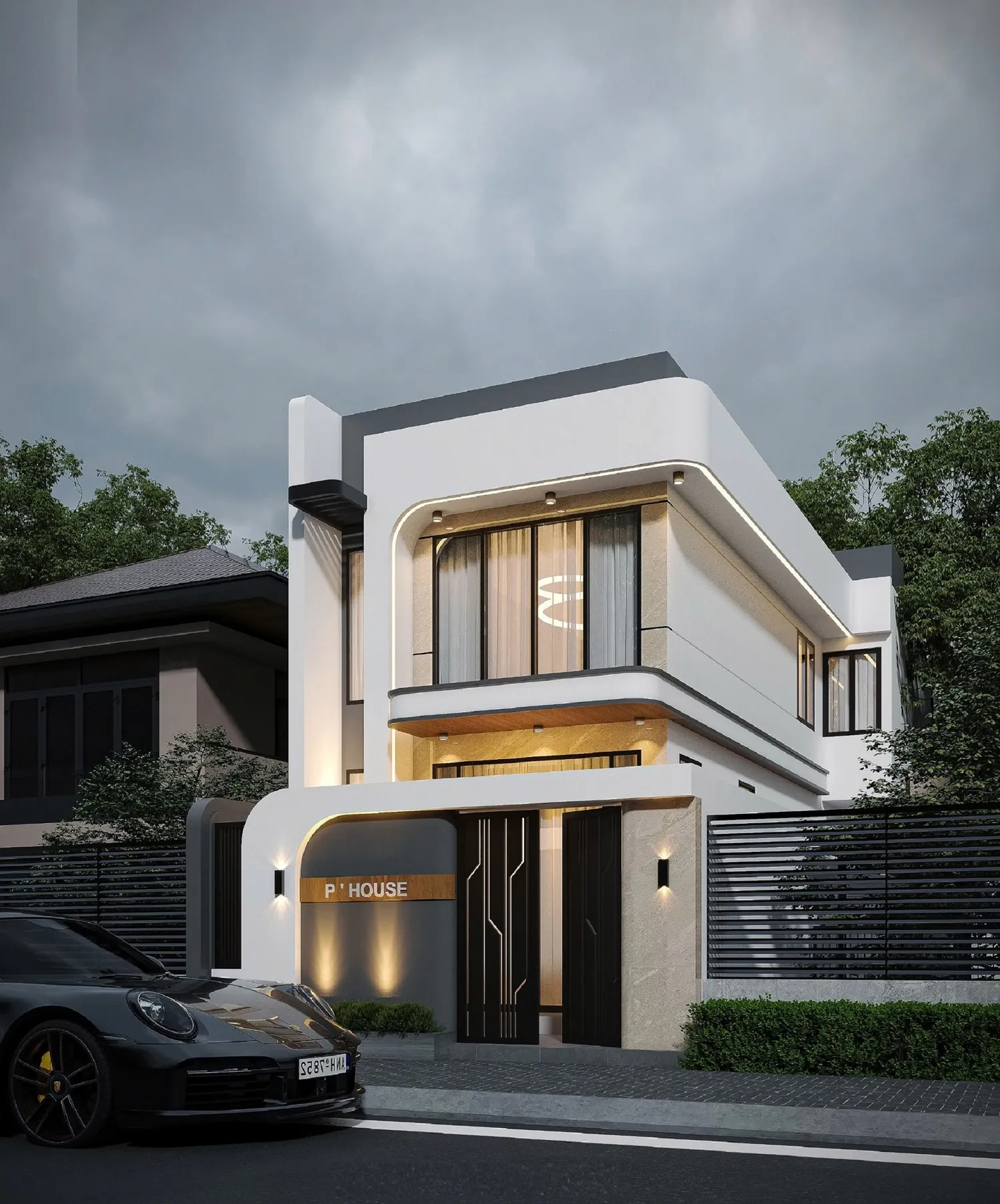 mẫu nhà ống 2 tầng hiện đại sang trọng 2