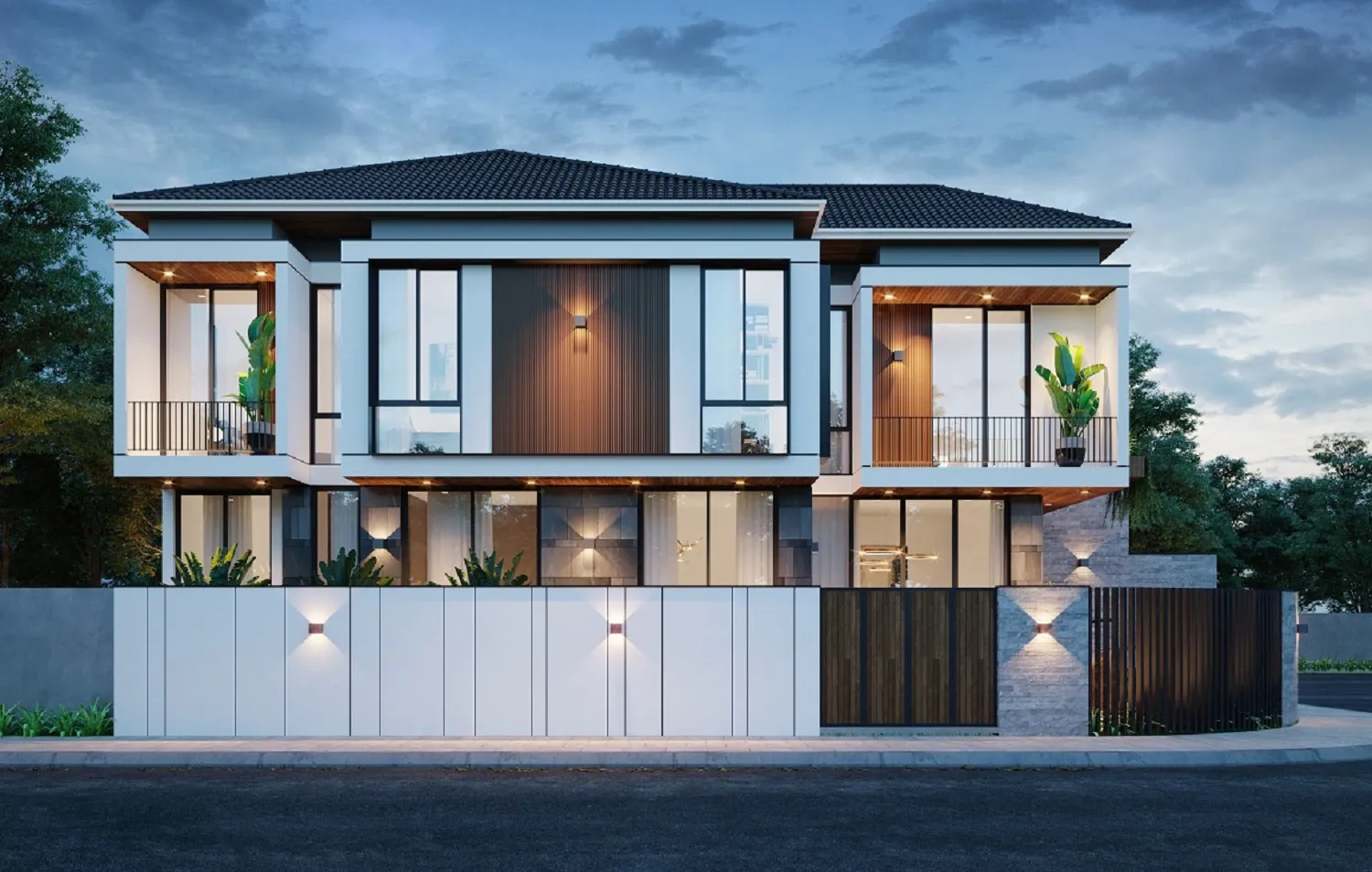 mẫu nhà ống 2 tầng thiết kế 2 mặt tiền 1