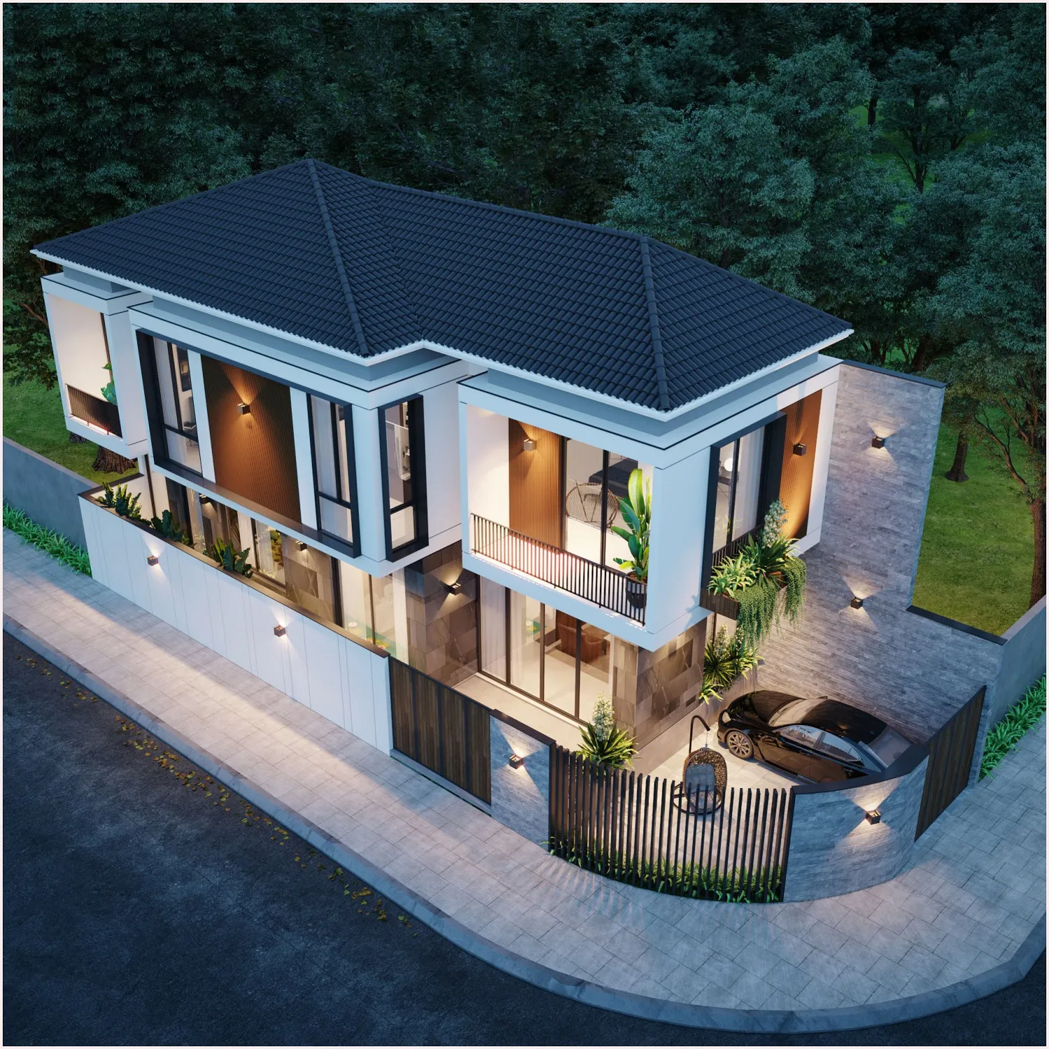 mẫu nhà ống 2 tầng thiết kế 2 mặt tiền