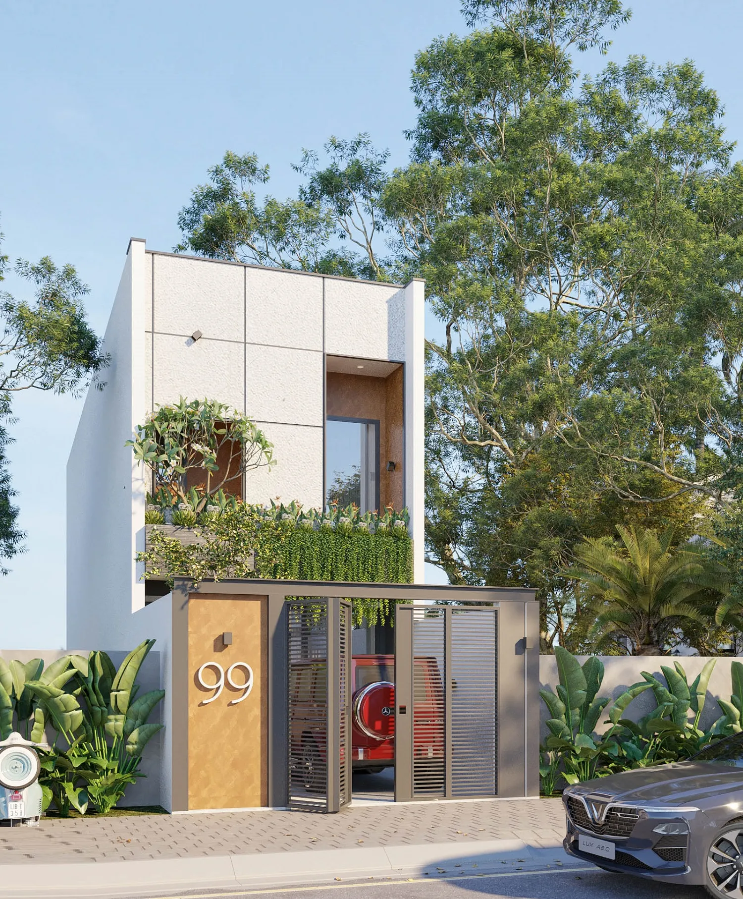 mẫu thiết kế nhà ống 2 tầng tối giản tiện nghi