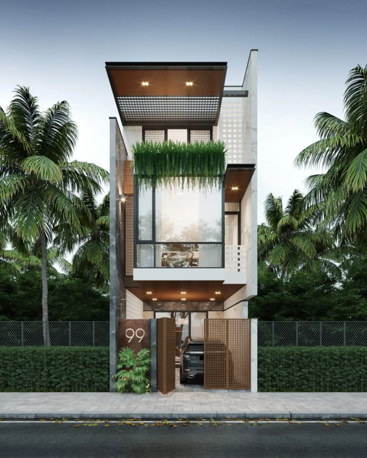 mẫu thiết kế nhà phố 3 tầng hiện đại 3 phòng ngủ