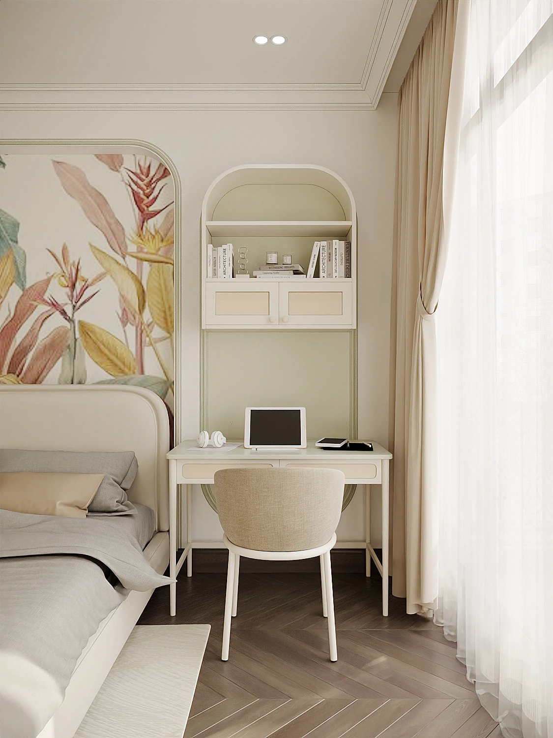 mẫu thiết kế phòng ngủ phong cách indochine kết hợp hiện đại 2