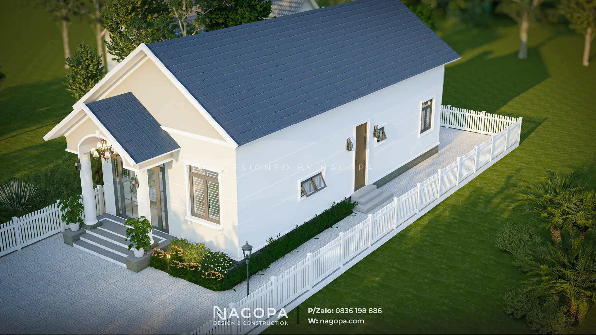 Nhà cấp 4 mái Thái 3 phòng ngủ phong cách truyền thống