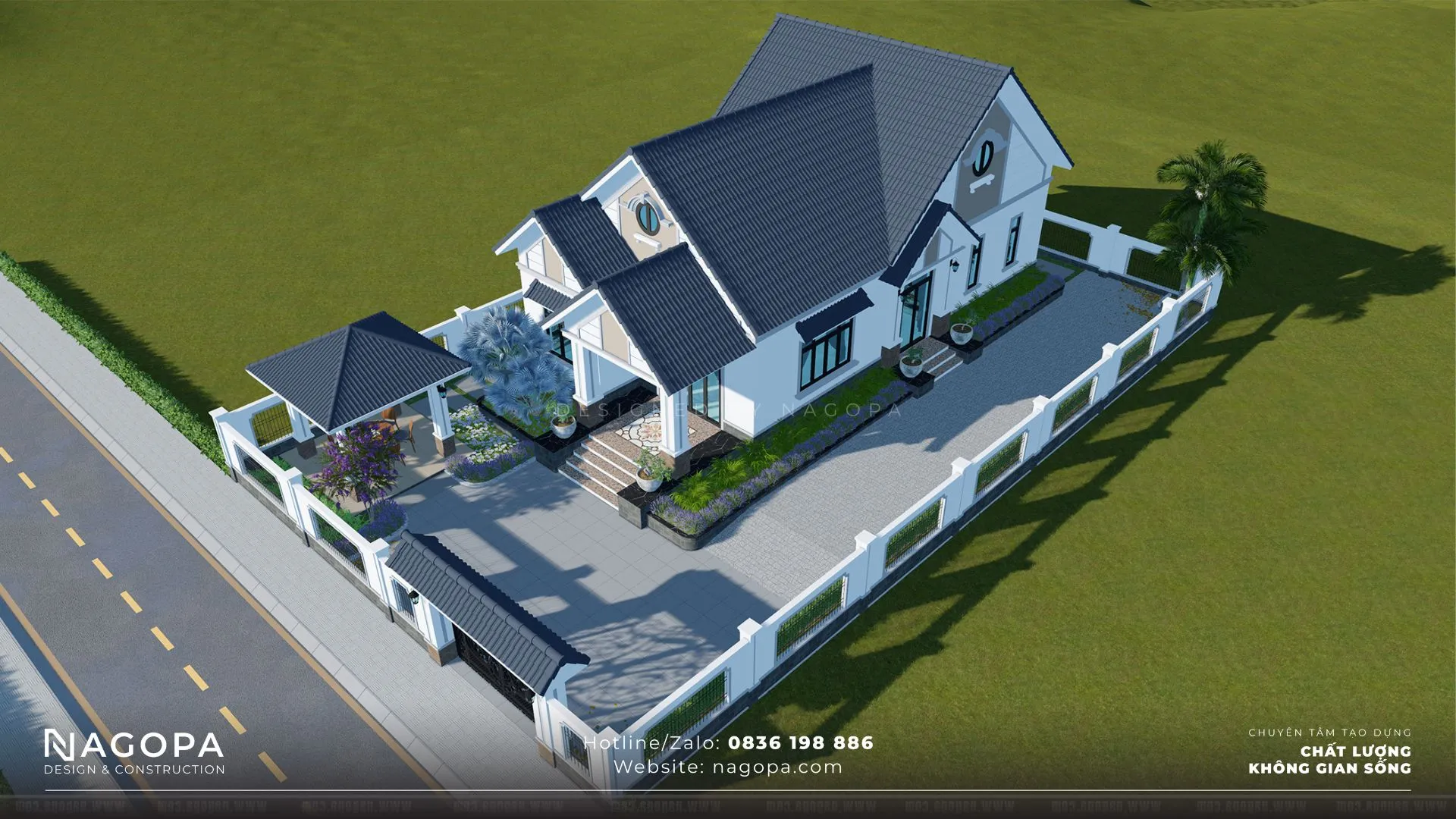 Nhà cấp 4 mái Thái 3 phòng ngủ cho gia đình 4-5 thành viên