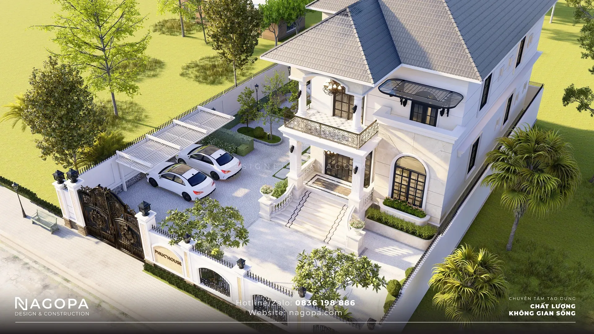phân tích không gian thiết kế sân vườn biệt thự