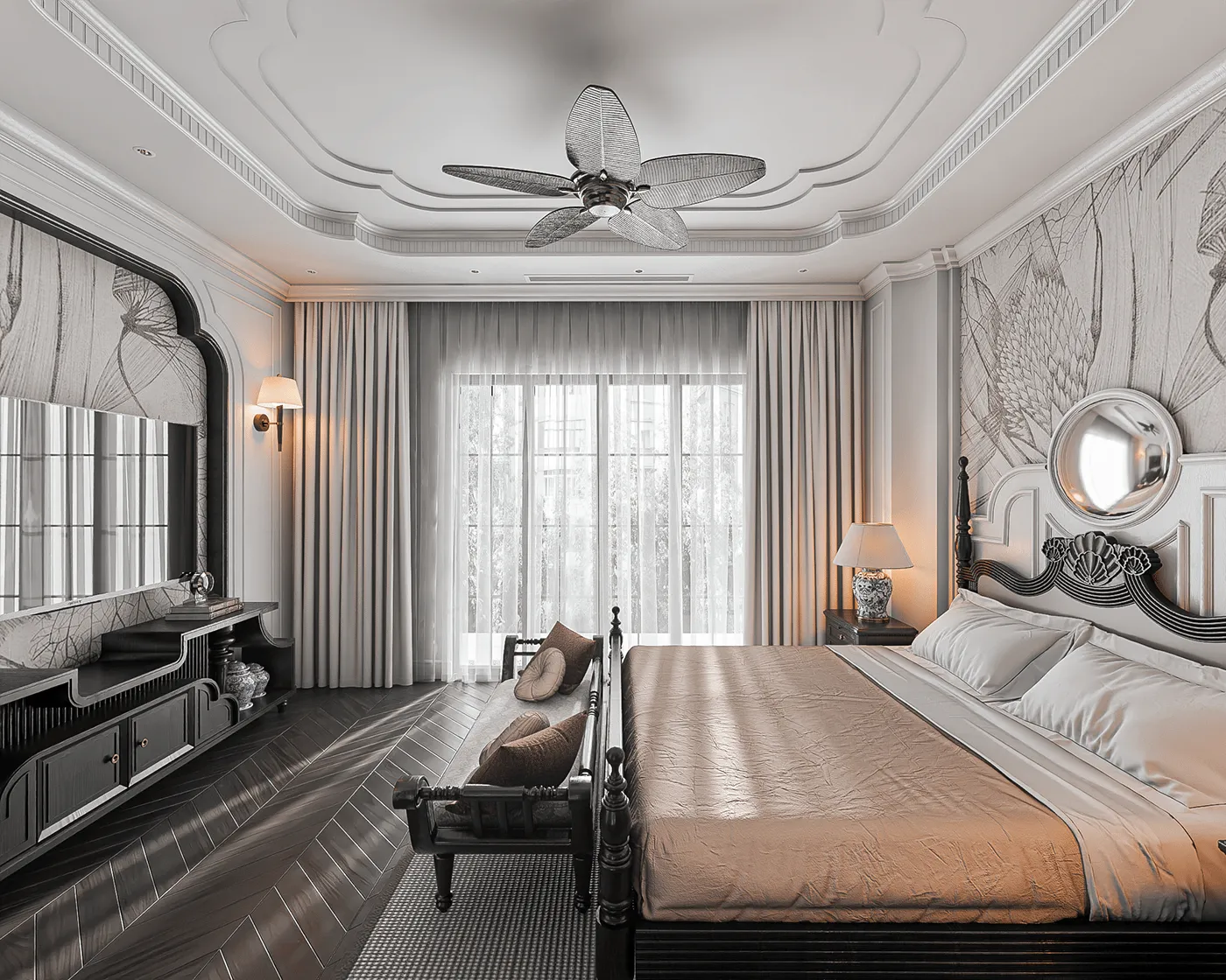 phòng ngủ indochine kết hợp với tân cổ điển phá cách 1