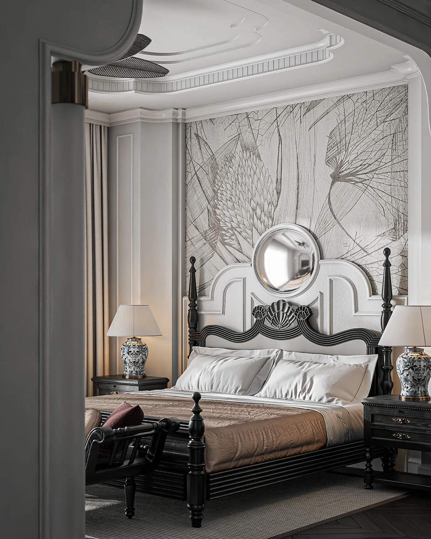 phòng ngủ indochine kết hợp với tân cổ điển phá cách 2