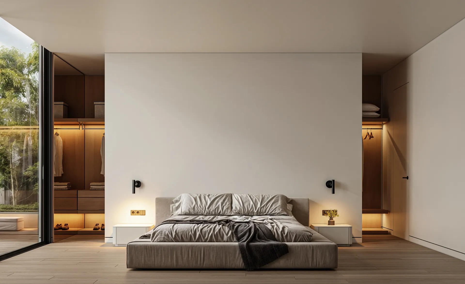 Mẫu Phòng ngủ master biệt thự với vách kính Panorama 2