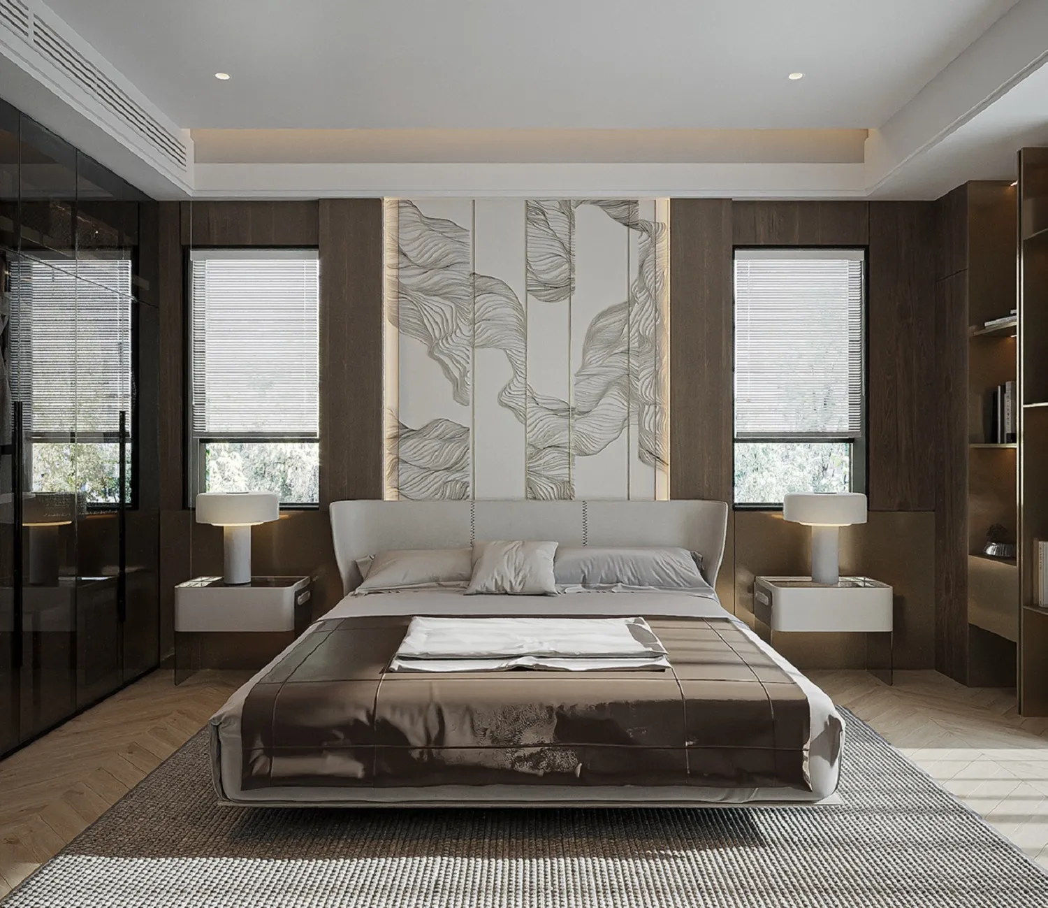 Phòng ngủ master nhà cấp 4 mái Thái 3 phòng ngủ