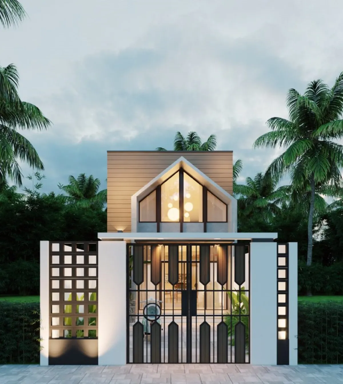 mẫu nhà cấp 4 gác lửng tối giản