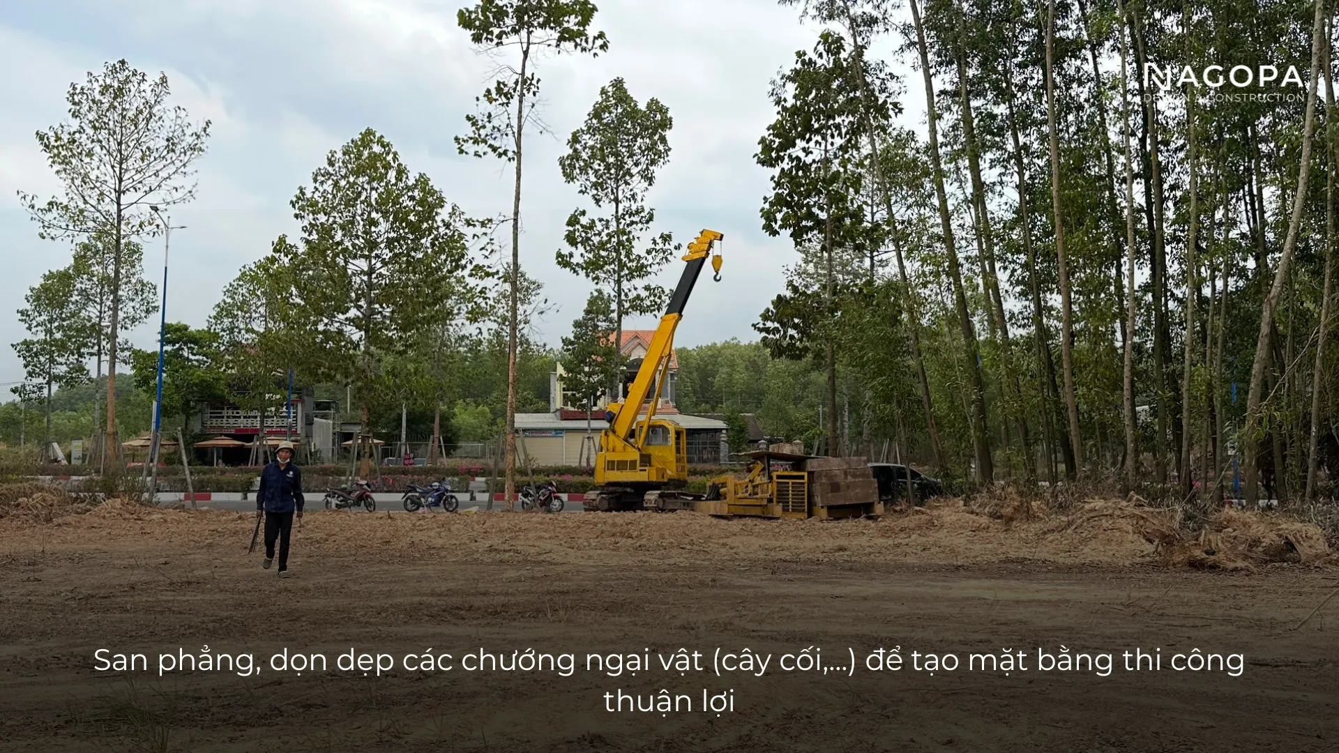 dọn dẹp mặt bằng chuẩn bị thi công
