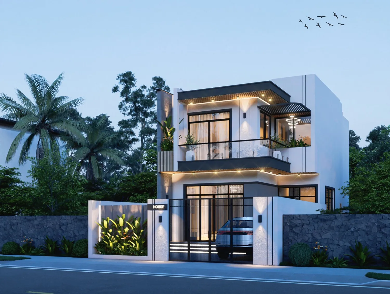 mẫu nhà phố 2 tầng 6m