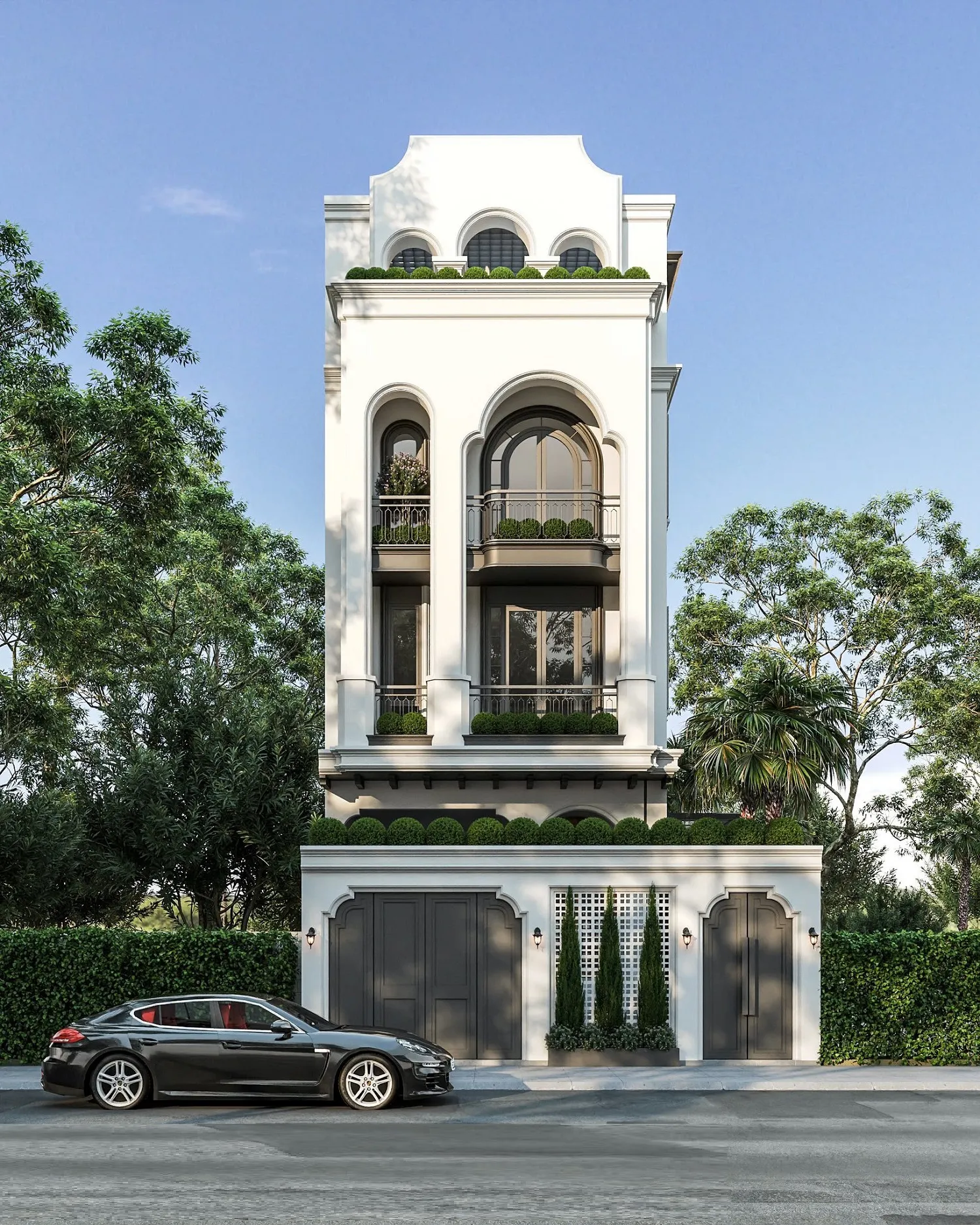 nhà mặt tền 6m phong cách indochine 4 tầng