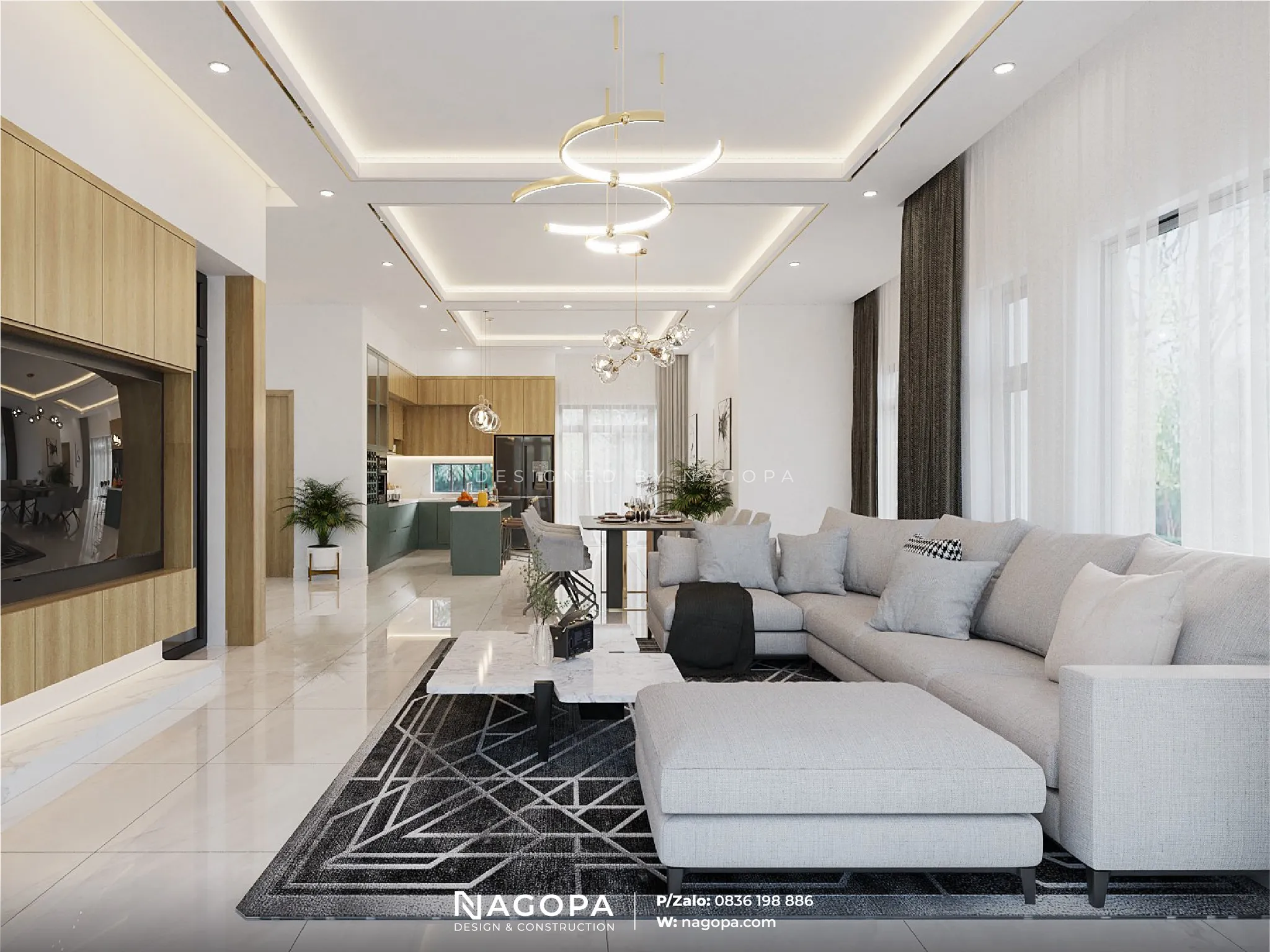 nội thất không gian tầng trệt