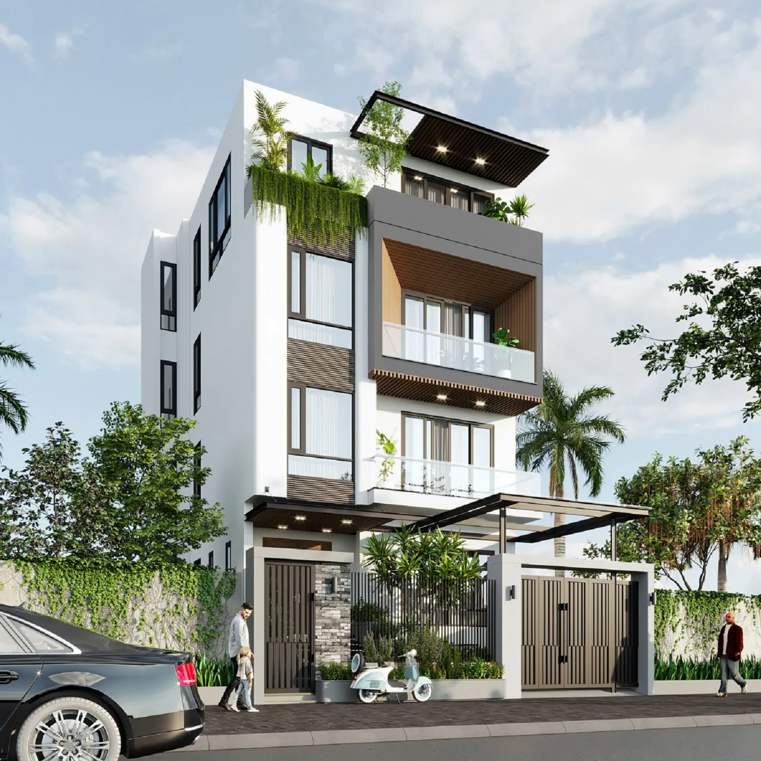 thiết kế nhà 4 tầng 6m tiện nghi