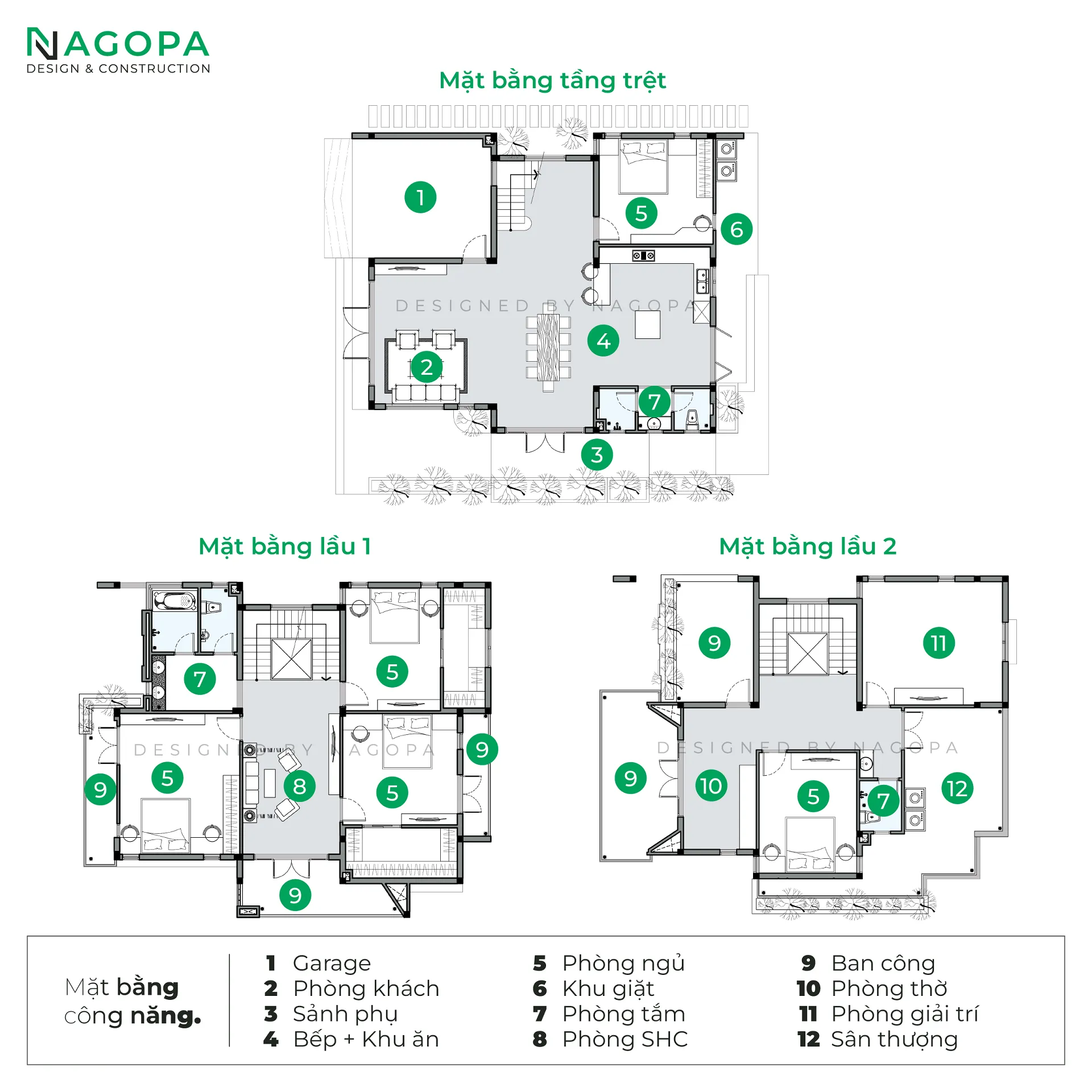 giải pháp bố trí công năng nhà biệt thự 3 tầng hiện đại