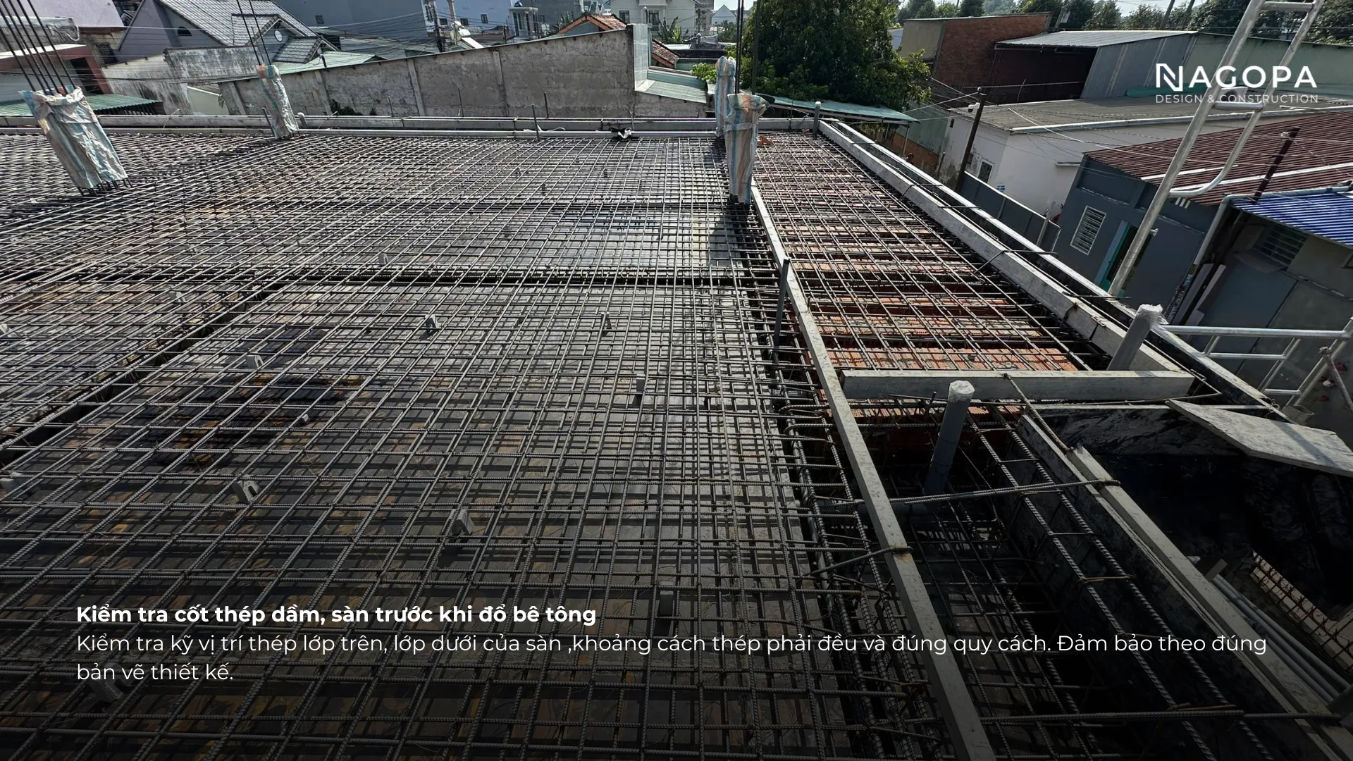 kiểm tra cốt thép dầm sàn trước khi đổ bê tông