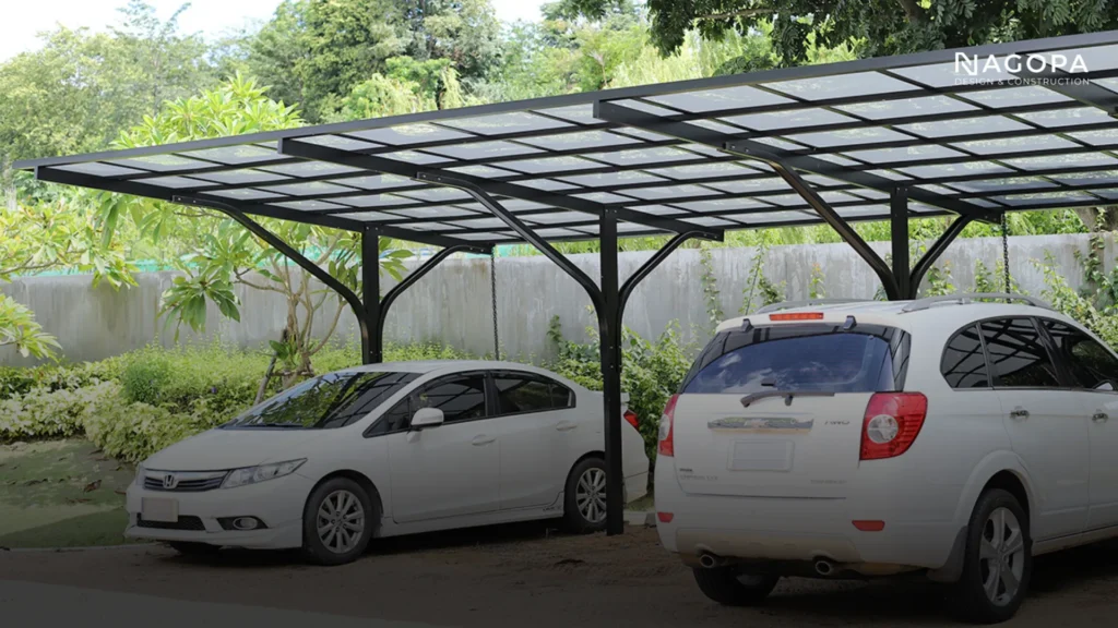 mái che nhà xe lộp tấm Polycarbonate