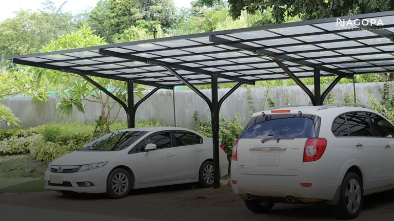 mái che nhà xe lộp tấm Polycarbonate