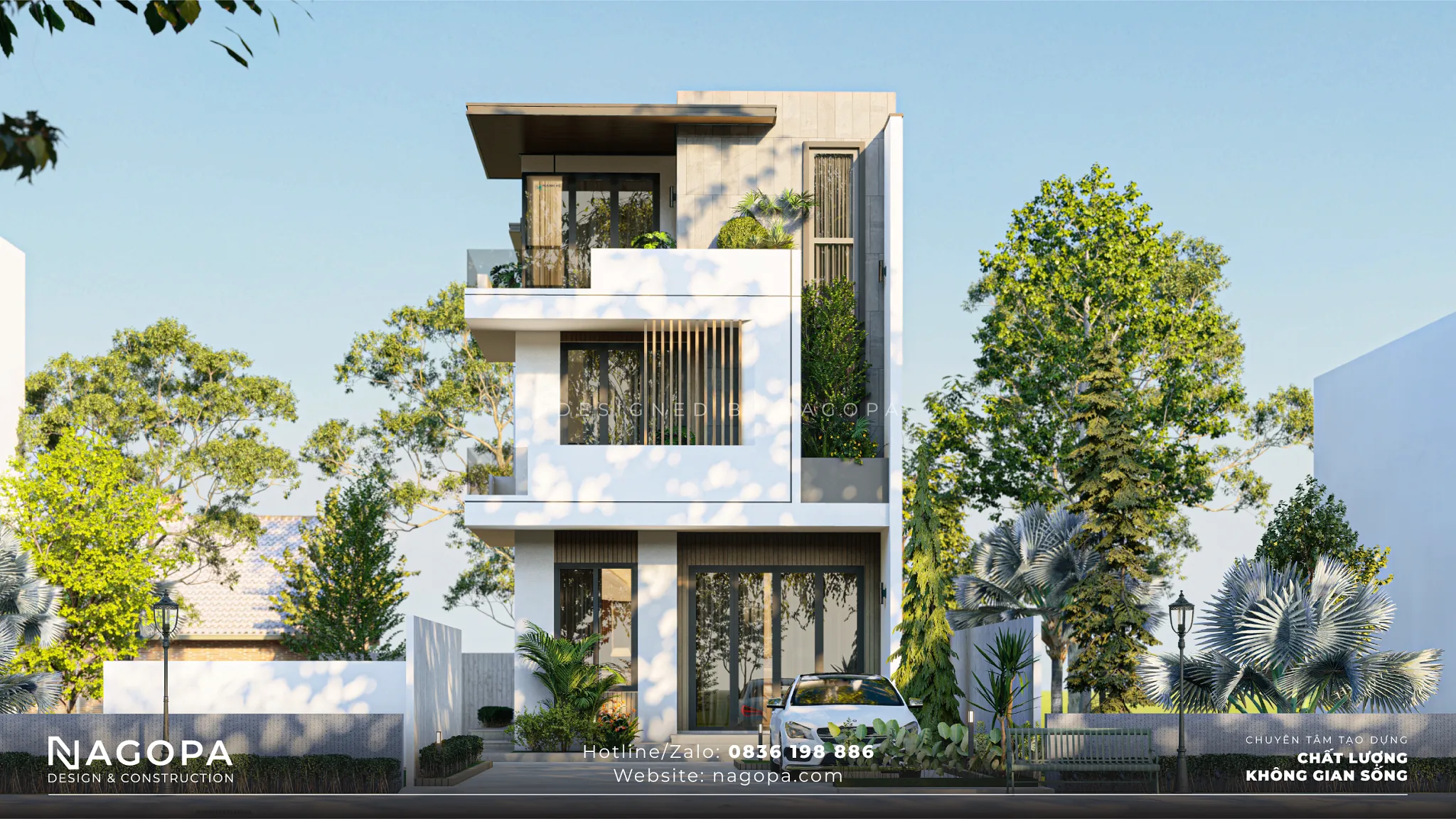 mẫu thiết kế biệt thự 3 tầng hiện đại 100m2 tối ưu công năng