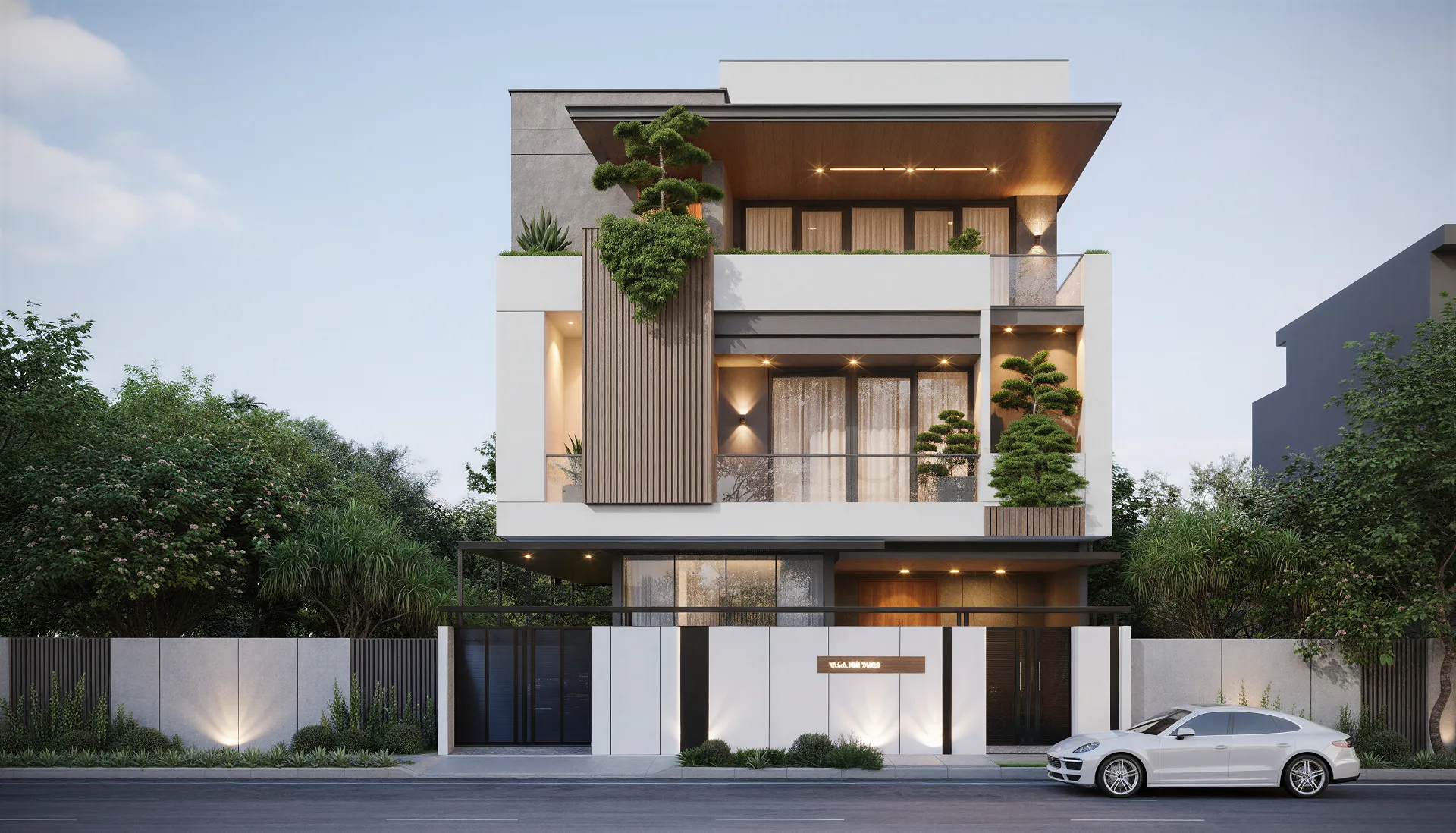 Mẫu thiết kế biệt thự 3 tầng hiện đại 120m modern tropical