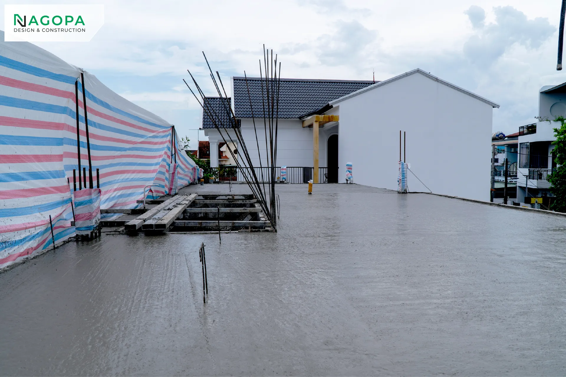 Toàn cảnh sàn lầu 1 HN's House Phú Lợi sau khi hoàn thành đổ bê tông