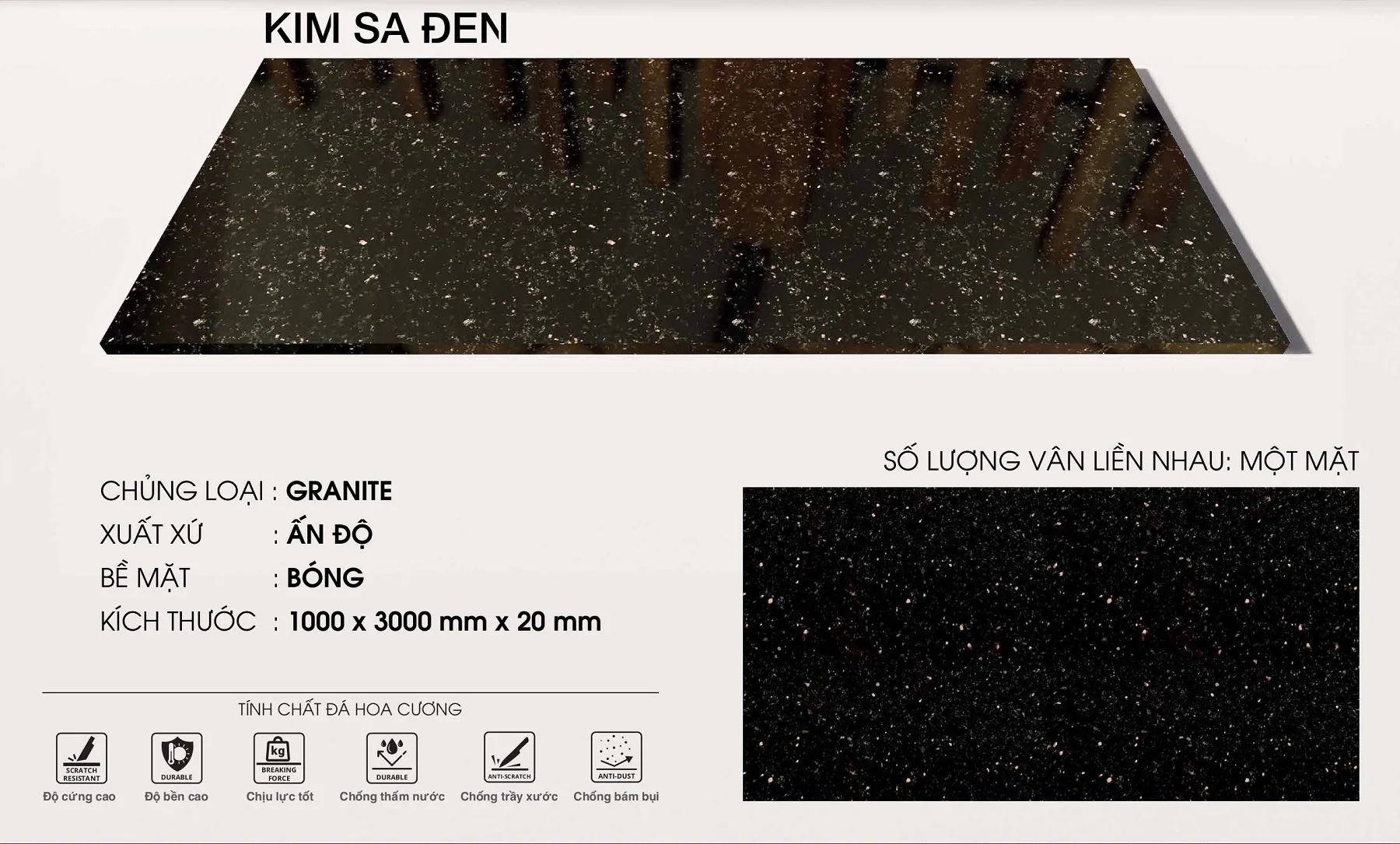 đá granite đen kim sa trung