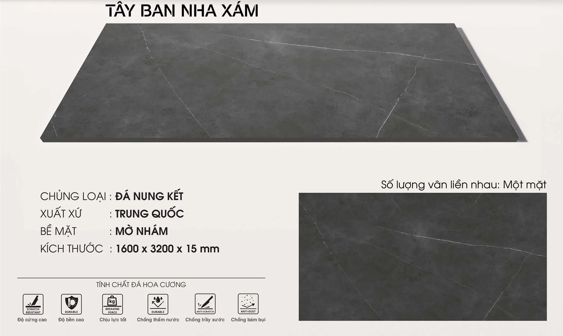 đá nung kết tây ban nha xám