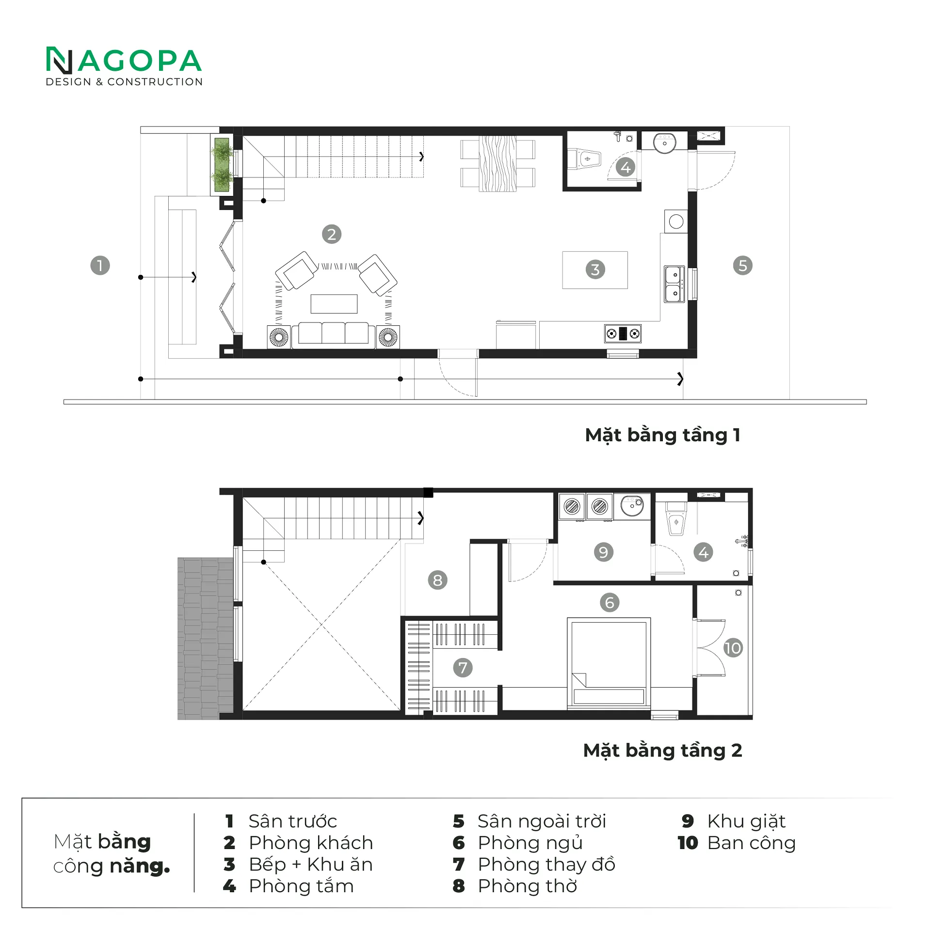 mặt bằng công năng nhà tối giản 50m2 tại thuận an kls house