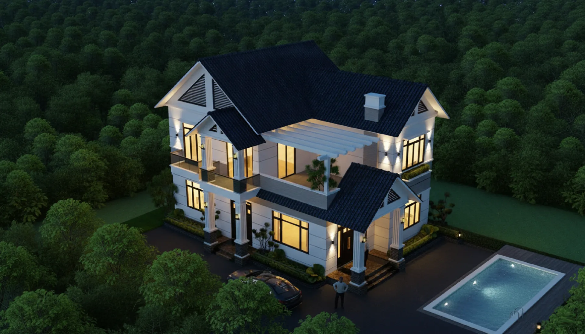 Biệt thự 2 tầng 120m2 mái thái 1