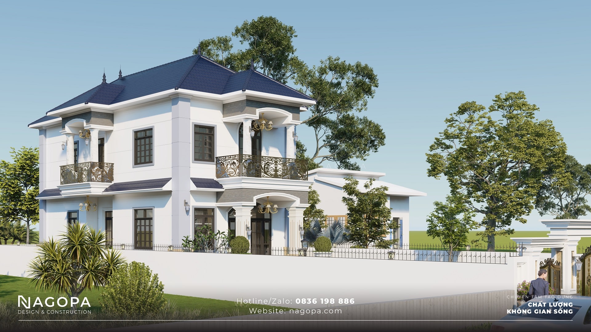Mẫu biệt thự 2 tầng 150m2 mái Nhật