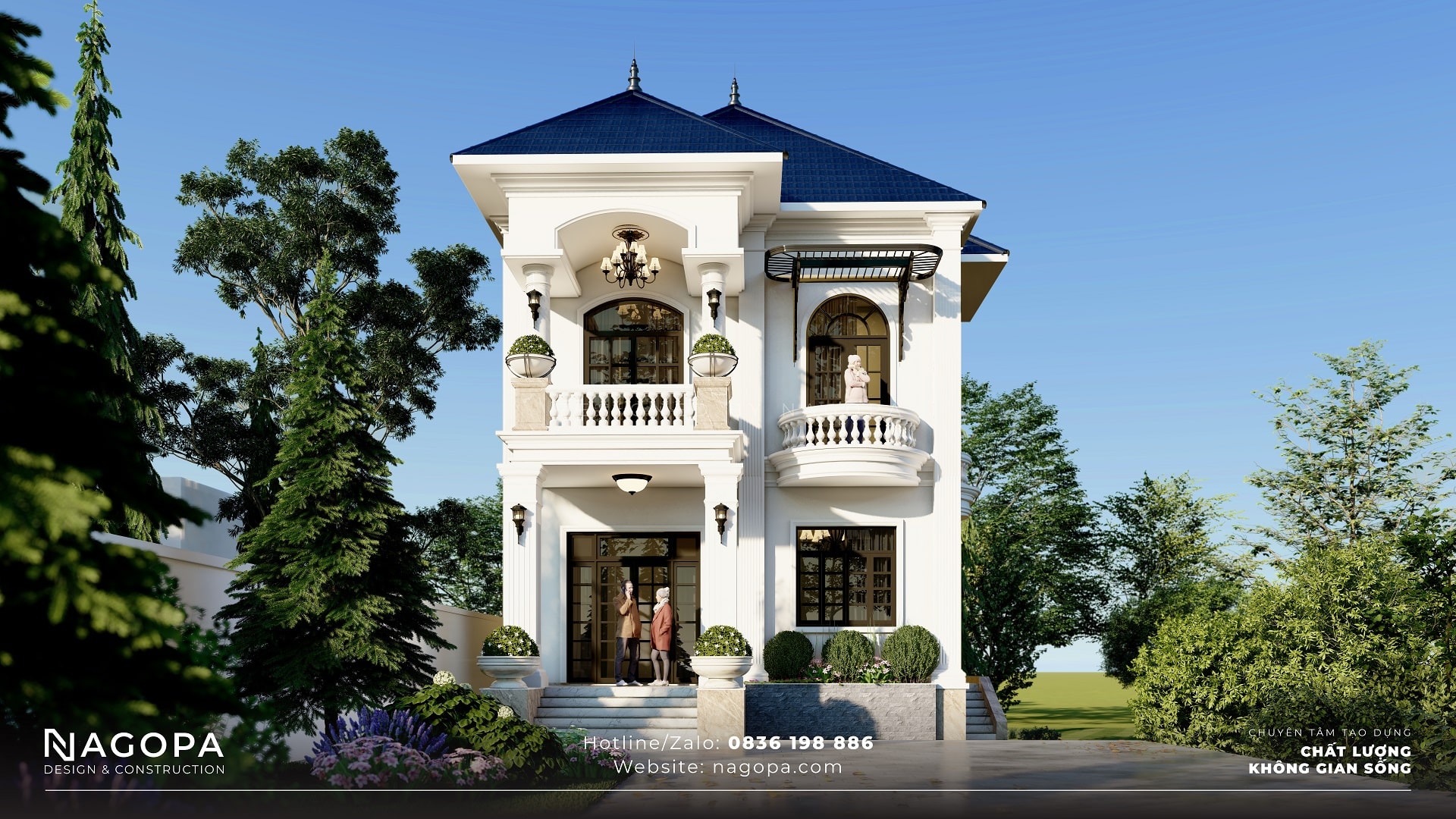 Mẫu biệt thự 2 tầng 150m2 tân cổ điển sang trọng