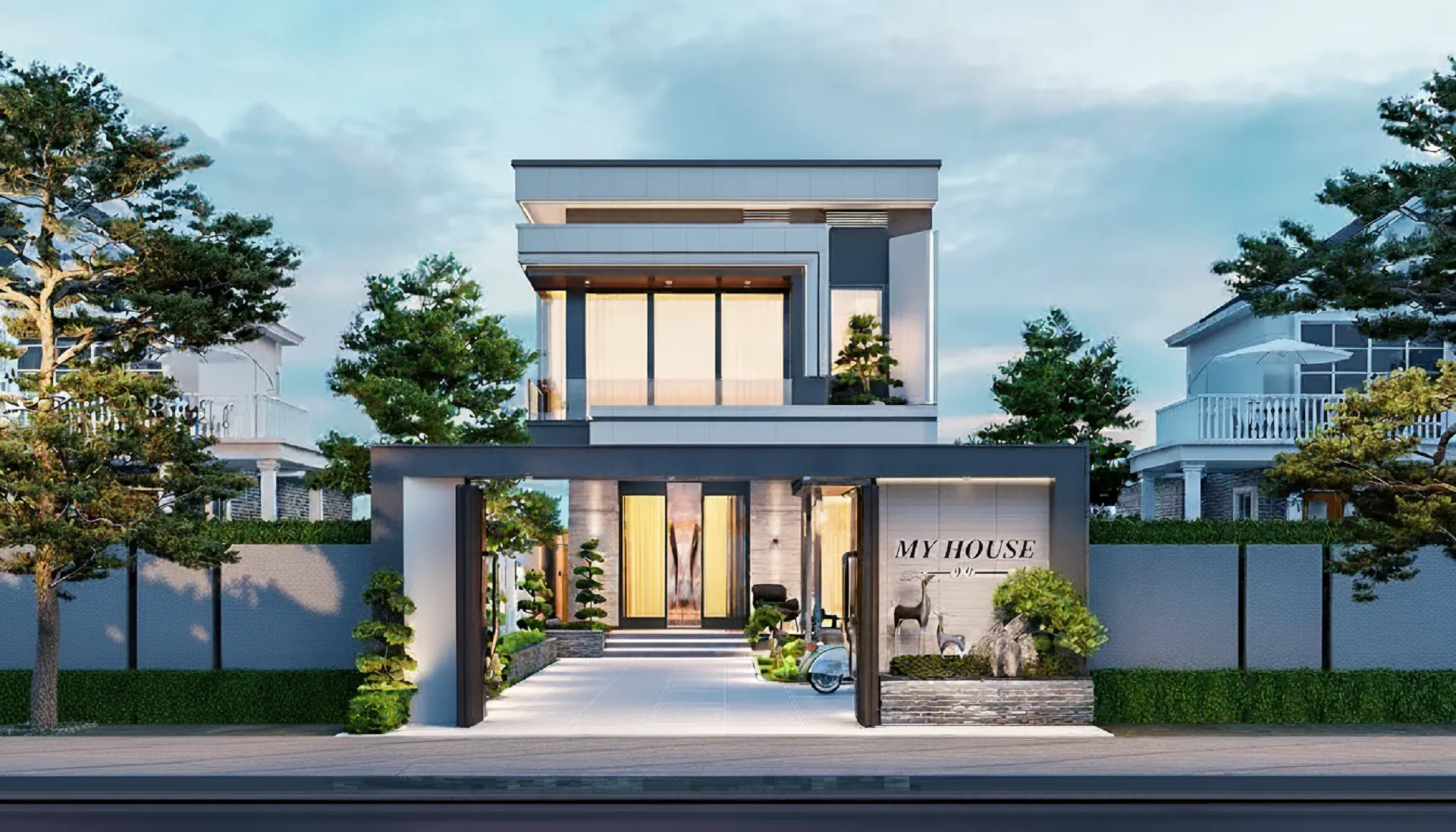 mẫu biệt thự 2 tầng 120m2 hiện đại