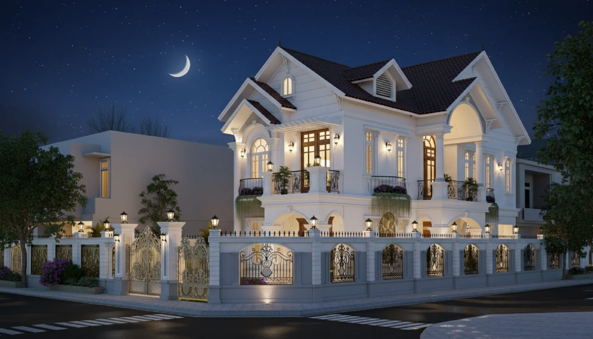 Mẫu biệt thự 120m2 mái Thái truyền thống.