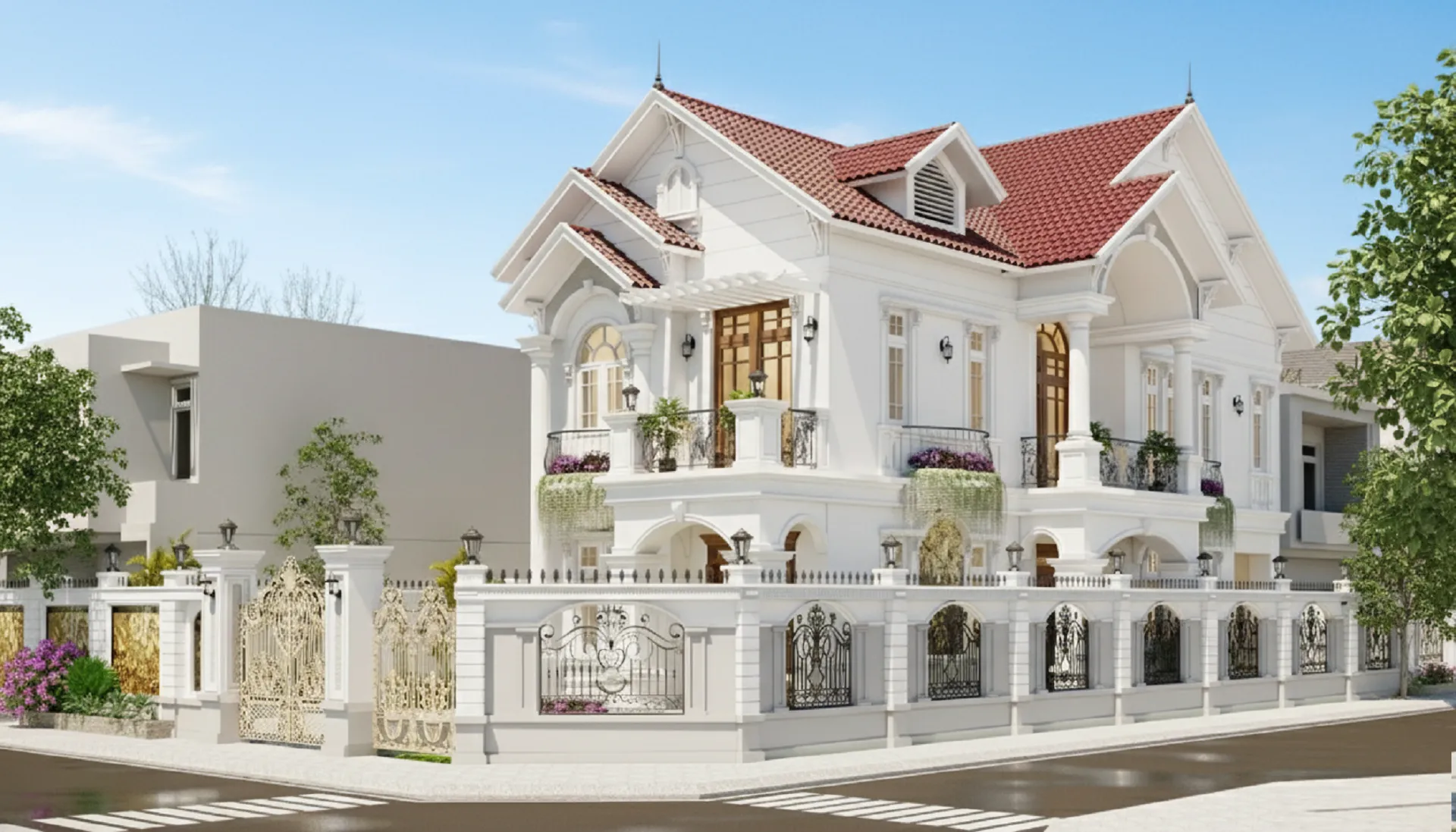Mẫu biệt thự 120m2 mái Thái truyền thống.