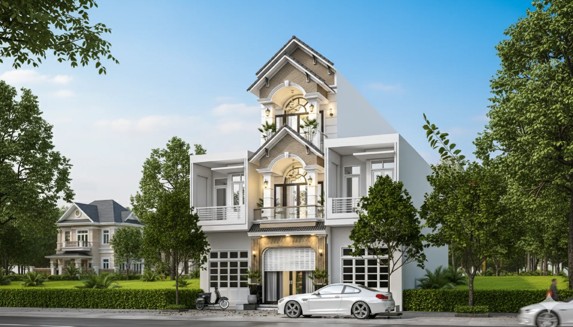 mẫu nhà ống mái thái 3 tầng mặt tiền 4m 1