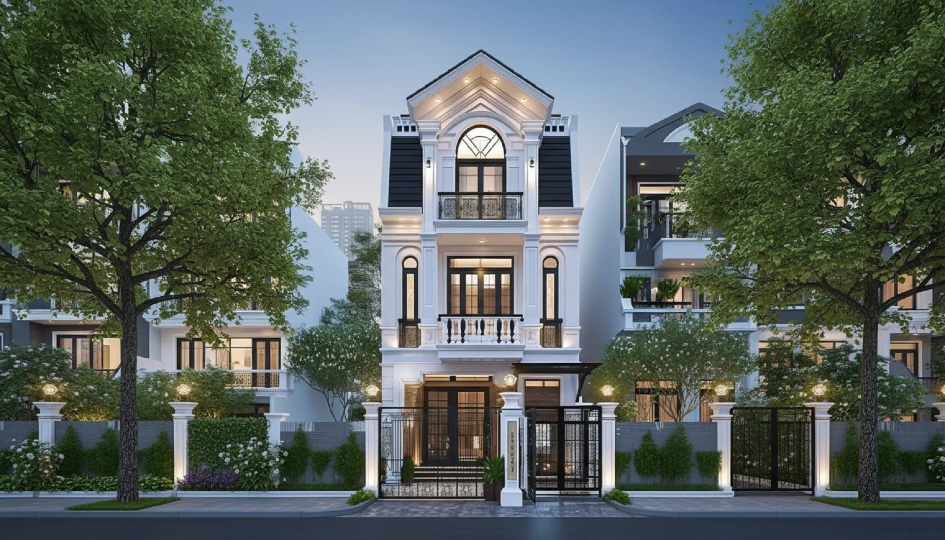mẫu nhà ống mái thái 3 tầng mặt tiền 6m