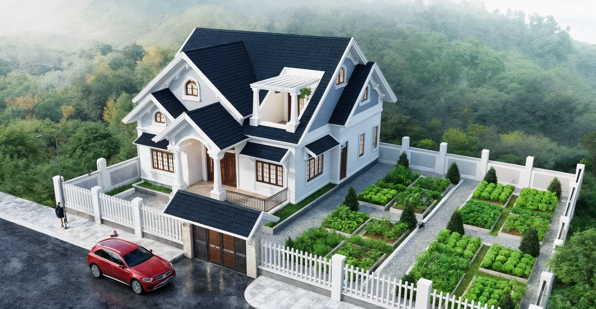 Mẫu biệt thự vườn mái thái 1 tầng: Gần gũi với thiên nhiên