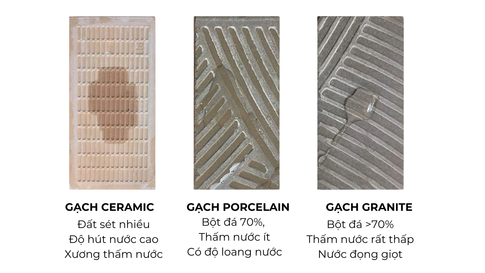 phân biệt gạch ceramic porcelain granite