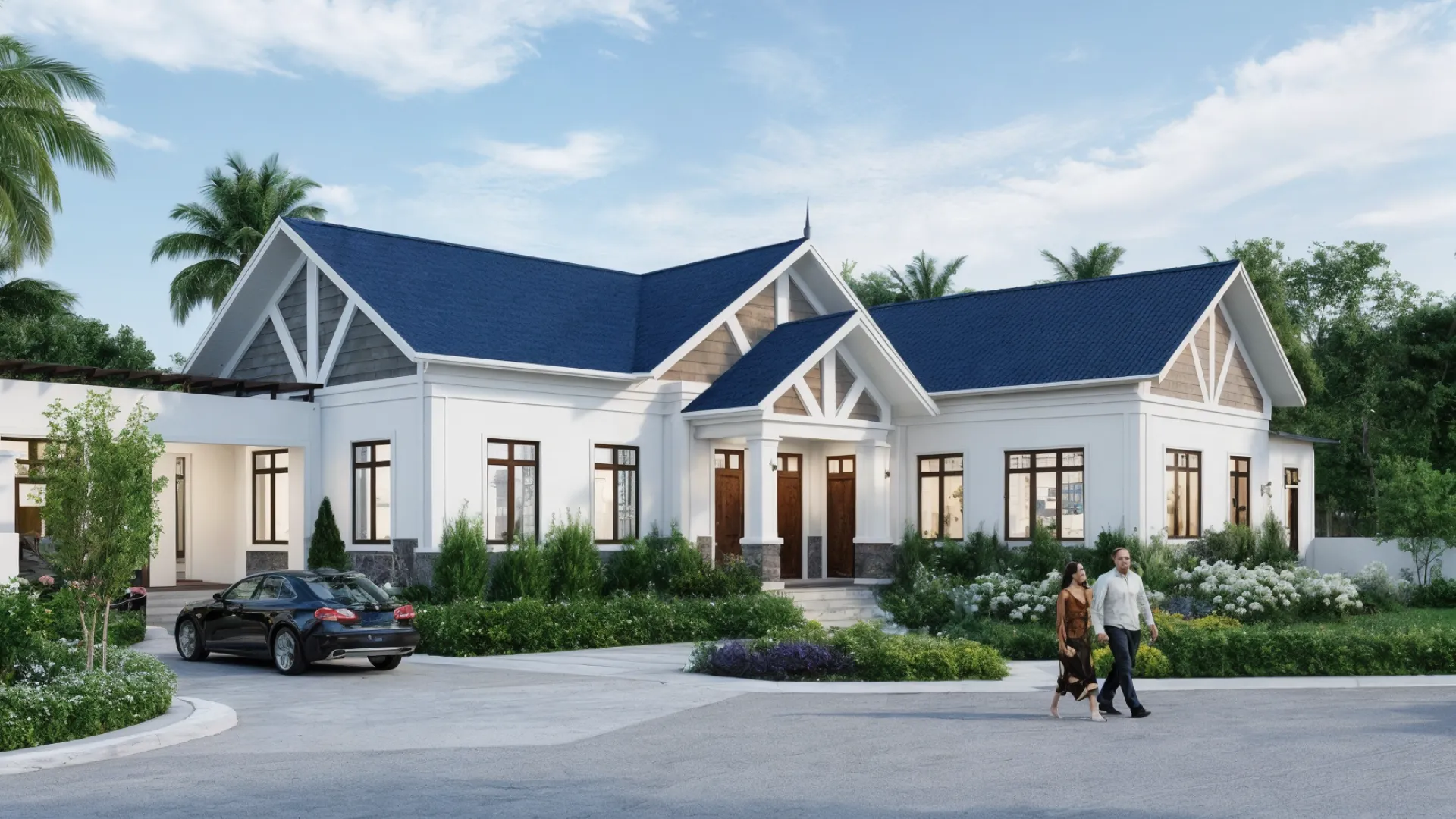 tổng quan kiến trúc biệt thự mái thái sân vườn